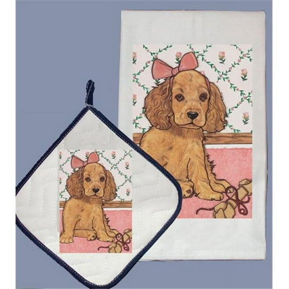 Pipsqueak Productions DP406 English Cocker Dish Towel And Pot Holder Set
