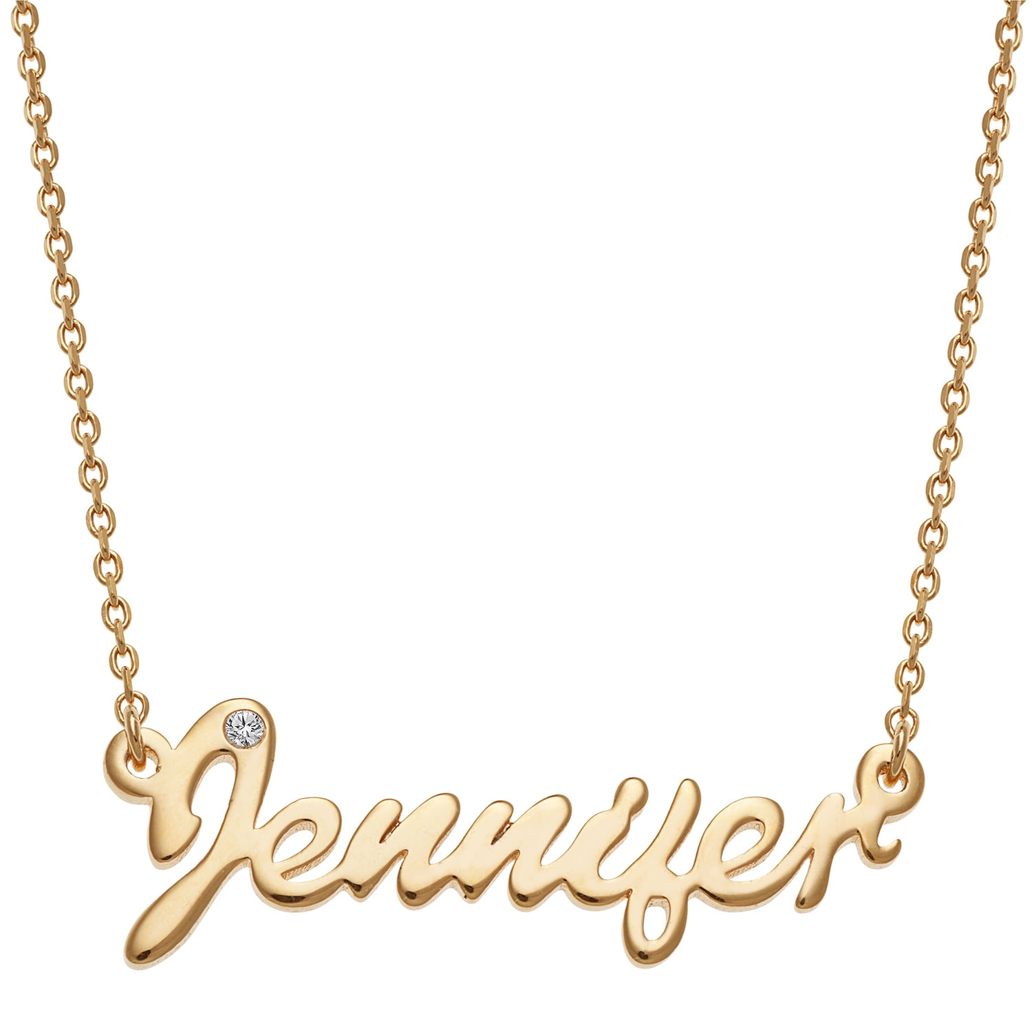 Personalized CZ Name Necklace Sterling Silver Gold Plated Script Name Necklace
