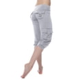 thumbnail image 5 of Linen Pants Women Elastic High Waisted Straight Leg Lace Hem Pants Casual Slacks Summer Beach Vacation Trousers with Pockets, 5 of 8