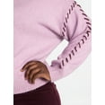 thumbnail image 4 of Terra & Sky Women's Plus Cropped Whipstitch Trim Sweater, Lightweight, Sizes 0X-5X, 4 of 5