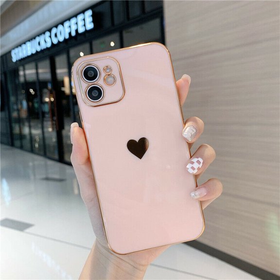 For Apple iPhone 13 Luxury Plating Love Heart Case TPU Slim Soft Cover