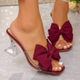 thumbnail image 6 of Xfvqtps Womens Transparent Sandals Bow Block Heel Chunky Clear Heel Slide Slippers Open Toe Summer Shoes with Bow Detail Casual Sandals, 6 of 9