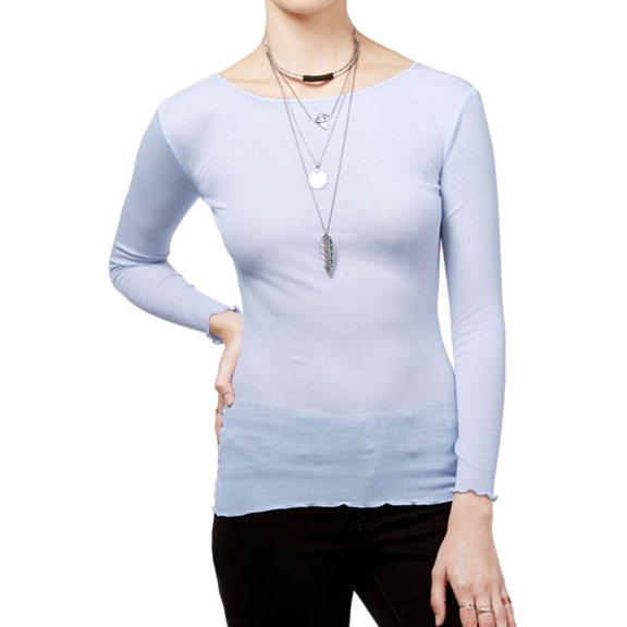 Free People Womens Eyes Wide Open Basic T-Shirt, Blue, X-Small