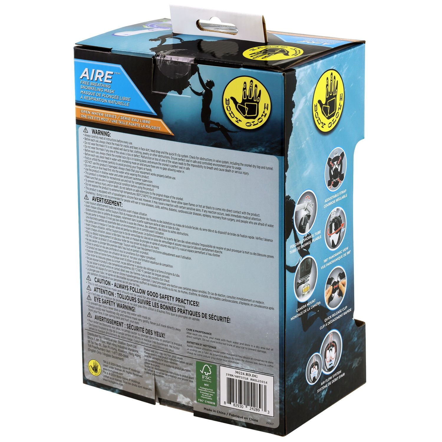 BODY GLOVE JUNIOR FREE BREATHING SNORKELING MASK (WITH GOPRO CAMERA MOUNT) JUNIOR FREE BREATHING SNORKELING MASK