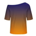 thumbnail image 5 of yievot Women Oversized Tops Off Shoulder Gradient Printed Short Sleeve Loose T Shirts Fashion Clothing, 5 of 6