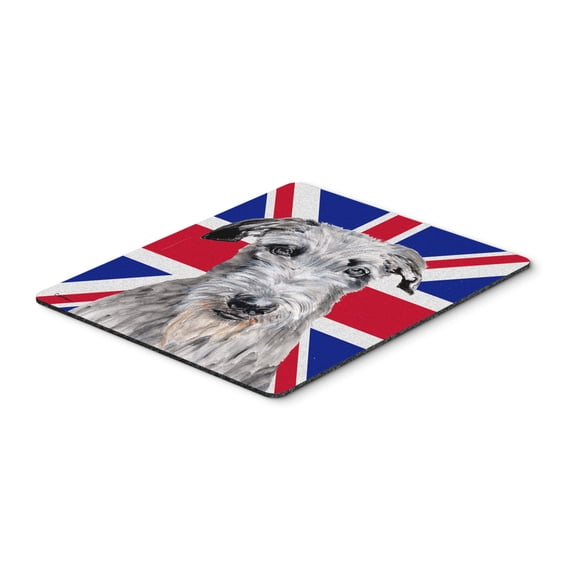 "Scottish Deerhound with English Union Jack British Flag Mouse Pad Hot Pad or Trivet"