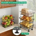 thumbnail image 6 of 5 Tier Fruit Basket for Kitchen, Stackable Bins Wire Rack with Wheels, Fruit and Vegetable Storage Basket Pantry Food Snack Organizer Shelf, Kitchen Storage Cart for Onion and Potato, Produce, 6 of 9