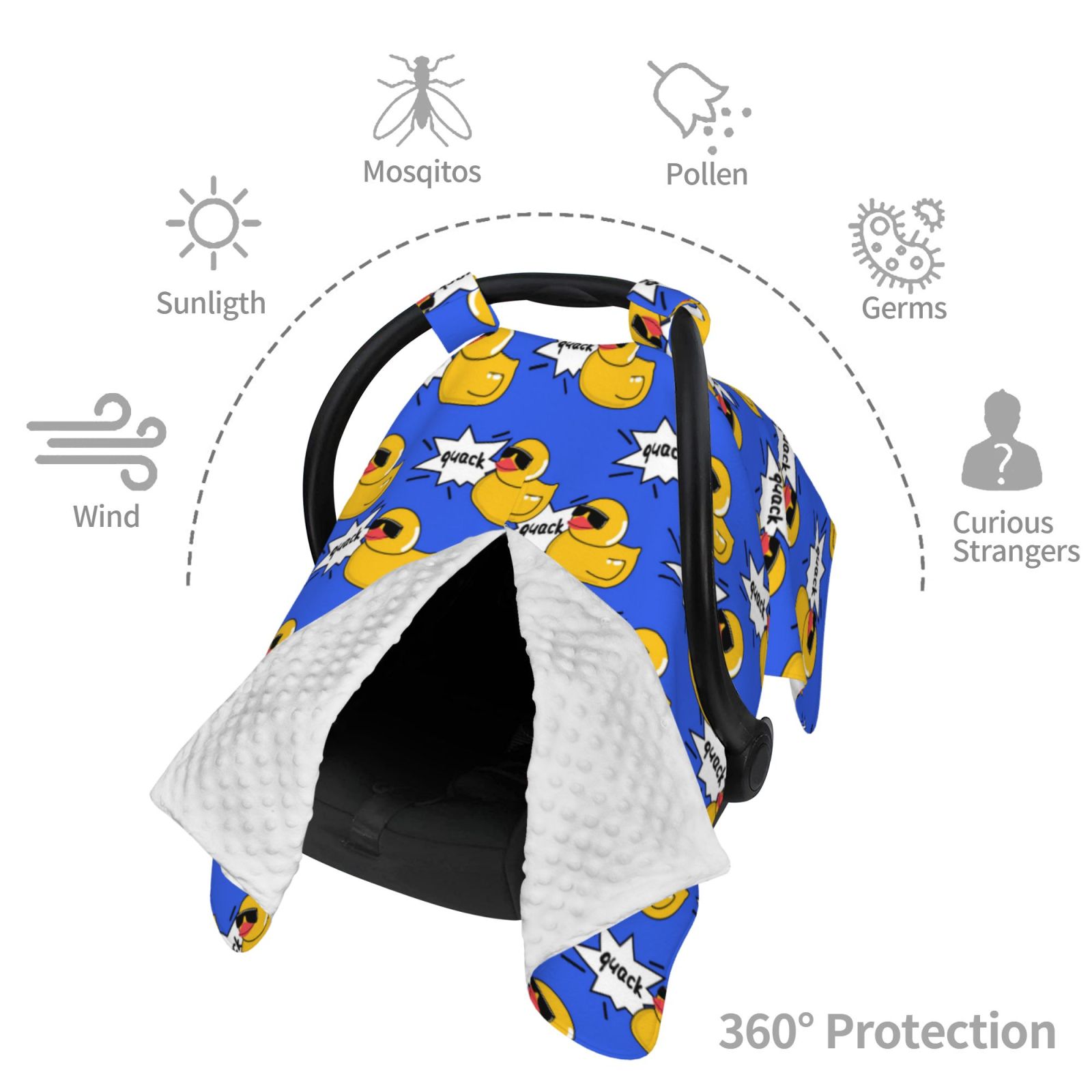 Car Seat Cover Baby - Funny Cartoon Cute Duck_A Breathable Infant Car Seat Cover for Baby Carseat, Lightweight Comfort Baby Essentials Must Haves Newborn Stuff for Girl Boy
