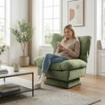 thumbnail image 1 of Sillón giratorio 360° de chenilla para salón o dormitorio - Asiento profundo, respaldo alto, base extra ancha, cojín grueso - Diseño moderno y cómodo, capacidad 136 kg- Color: Chenille | Green, 1 of 7