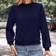 thumbnail image 3 of Ailaofu Womens Tops Trendy Dressy Casual Long Sleeve Crewneck Basic T Shirts Solid Loose Textured Blouses Outfits, 3 of 4