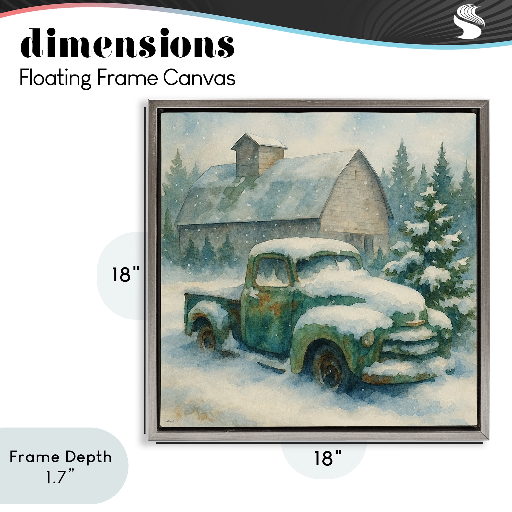 Stupell Industries Nostalgic Winter Farm Truck Gray Framed Floater Canvas Wall Art, design by Antony Smith