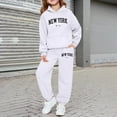 thumbnail image 2 of Long Sleeve Hoodie and Sweatshirt with Letter Print, Girls' Casual Pullover Top for Outdoor Activities, New York Graphic Design, 2 of 4