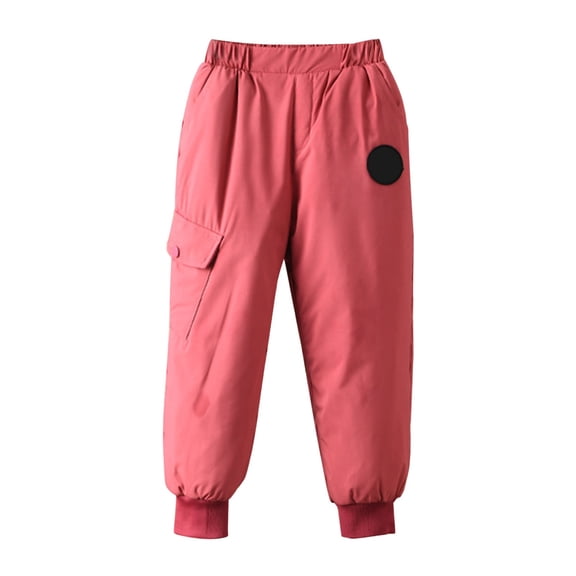 Ruyang Kids Thermal Hiking Pants Boys Fleece Lined Snowpants Girls Windproof Elastic Waist Track Pants Winter Pull On Joggers