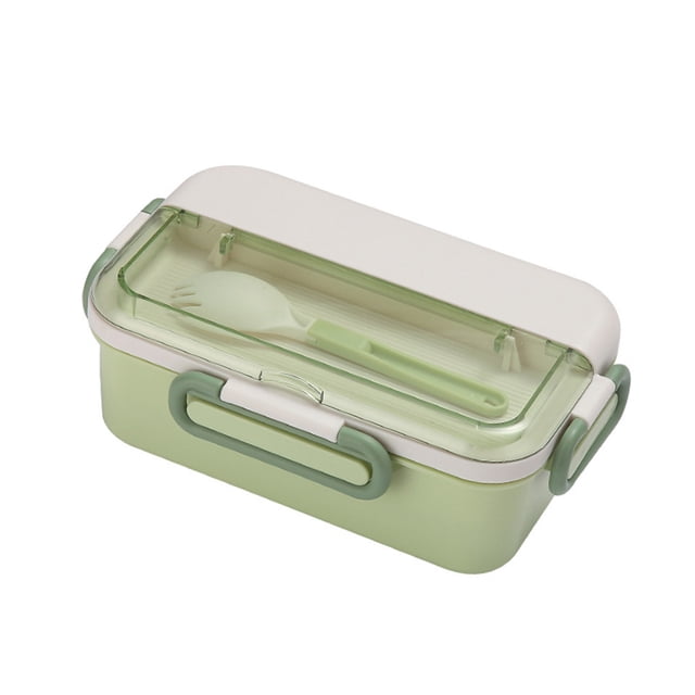 serony Portable Compartments 4 Buckles Office Worker School Food Container Leak-proof Washable Microwave Organizer Green