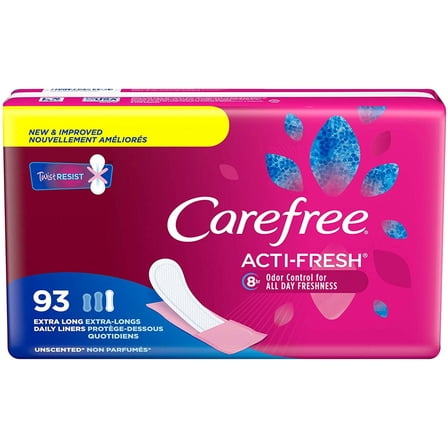 Carefree Acti-Fresh Body Shape Pantiliners Extra Long Unscented - 93 Count