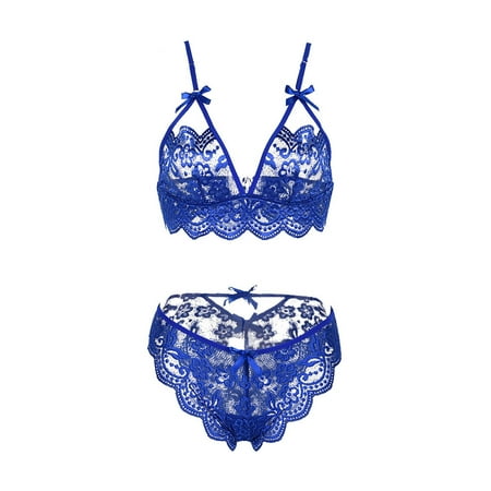 

Aayomet Lingerie Set Women Chemises Lace Smock Lingerie Mini Babydoll Lingerie Sleepwear Blue XXL