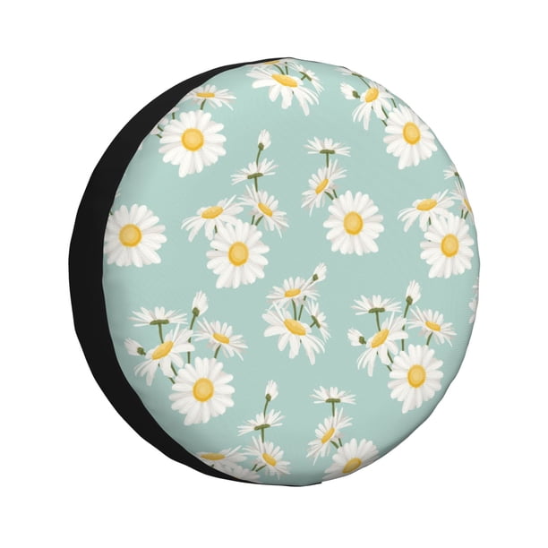 Fotbe Floral Daisy Funda de Llanta de Repuesto con Estampado, Engrosada, Ajuste Universal para Jeep, Remolque, RV, SUV, Camión-17 inch