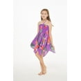 thumbnail image 3 of Girl Gypsy Uneven Bottom Hawaiian Luau Dress in Pretty Tropical Purple Size 12, 3 of 5