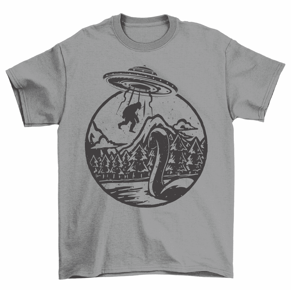 Bigfoot UFO Alien Abduction Loch Ness Monster Sasquatch T-Shirt