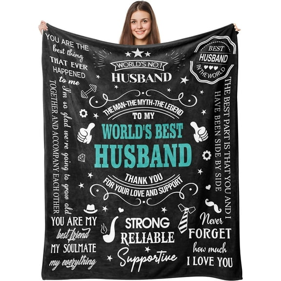 Fathers Day Husband Gifts, Anniversary Romantic Gifts for Husband, Gifts Blanket for Husband, Husband Birthday Gifts from Wife, Valentines Day Gifts for Husband Presents Throw Blankets 60" X 50"