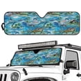 thumbnail image 2 of HUIACONG Sea Animals Windshield Sun Shade,American Flag Car Sun Shade for Rubicon Sahara TJ JK JKU 2 Door & 4 Door, UV Rays Blocker Sun Visor Shade Keep Vehicle Cool,Black, 2 of 6