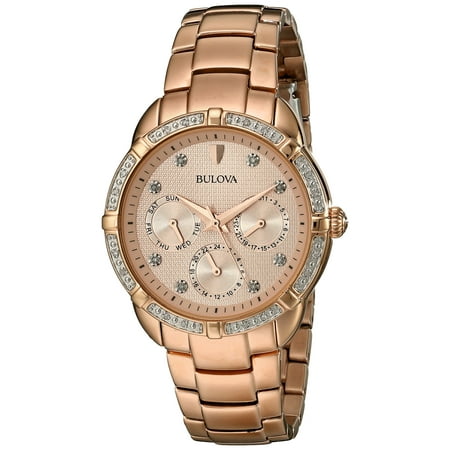 UPC 042429503908 product image for Bulova Diamond Rose Gold-Tone Ladies Watch 98R178 | upcitemdb.com