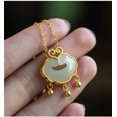thumbnail image 2 of Ping An Ruyi Lock Necklace Light Luxury Guofeng Heart Lock Accesorios para mujeres Literary Longevity Lock Necklace Gold Zefei Wu 9024735086055, 2 of 3