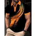 thumbnail image 3 of Dolkfu Collared Shirts&nbsp;for Men Orange Gradient Short Sleeve Tops Patchwork Minimalist Polos &nbsp;Shirts&nbsp;Men, 3 of 4