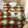 thumbnail image 5 of Eikione Christmas Tablecloth Round 60 Inch, Red-and-Green Checked Table-Cloth Reindeer Snowflake, Wipeable Table Cover for Picnic Party, 5 of 5