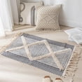 thumbnail image 3 of Handmade tassel floor mat, living room, bedroom, carpet, fabric, home, entrance, bathroom, bedside carpet（black）, 3 of 5