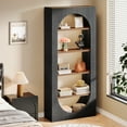 thumbnail image 4 of Tribesigns 5-Tier Black Arch Bookcase with Storage,70.87" Tall Arched Bookshelf for Living Room, 4 of 8