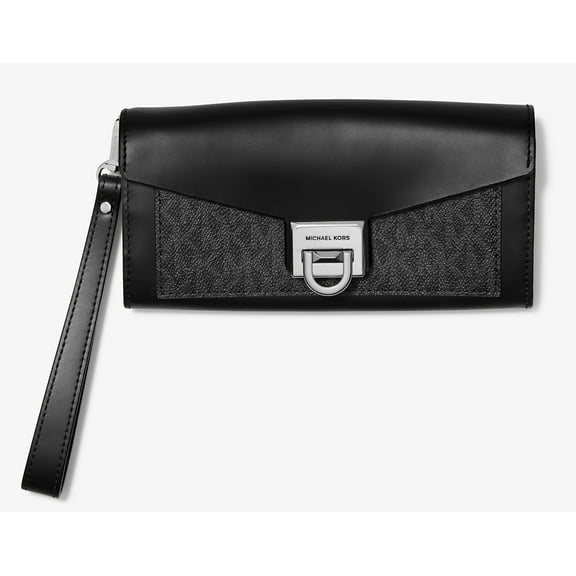 Michael Kors Manhattan Large Viola Leather and Logo Clutch Wallet