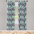 thumbnail image 3 of Ambesonne Exotic Curtains, Hawaiian Blossom Plants, Pair of 28"x84", Multicolor, 3 of 5