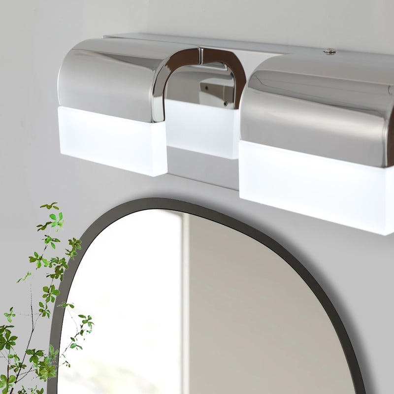 Modern 4-Light LED Vanity Light in Chrome Finish, Bathroom Lighting Fixtures Over Mirror with Acrylic Shade, Hardwired Bath Wall Light for Bathroom, Powder Room, Bedroom