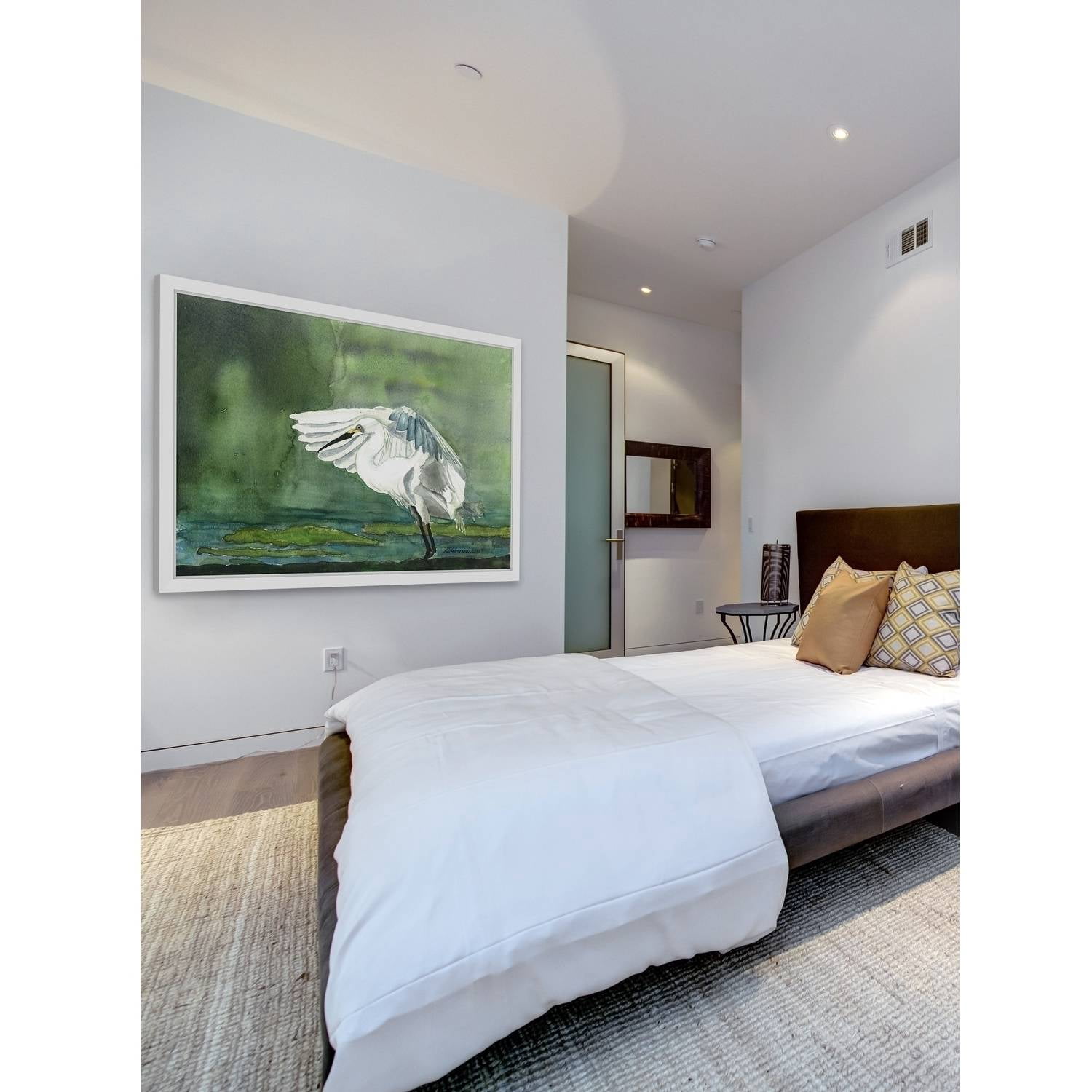 "Egret on the Pond" Framed Painting Print