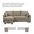 thumbnail image 4 of 90" Pull-Out Sleeper Sofa, Modern Convertible Minimalist Couch Bed with Storage Chaise, Storage Racks and USB Ports, 3 Seaters Storage Sofa Couches for Living Room, Office, Apartment, Light Brown, 4 of 9