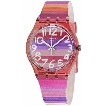 Silk Swatch - Swatch Women's Astilbe Women's Pink Case Multicolored Band Silicone Watch GP140