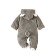 thumbnail image 3 of Gunia Toddler Boy Girl Hooded Pajamas Hooded Winter Romper Jumpsuit Flannel Snowsuit Bodysuit Onesie Clothes Set Grey 3-6 Months, 3 of 7