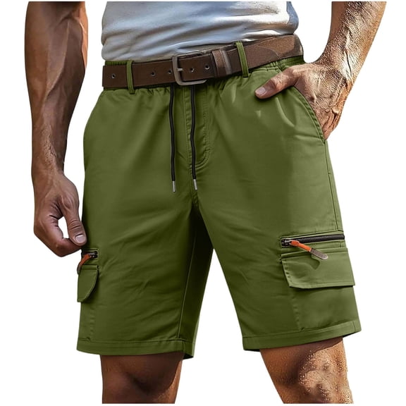 BVnarty Men's Summer Durable Multi-Pocket Cargo Shorts Solid Color Lightweight Outdoor Casual Shorts For Daily Sports And Activities Green XXXL