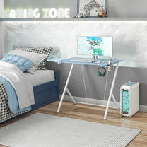 Techni Mobili Computer Desk for Kids with Headphone and Cup Holder, Blue RTA-K250D-BL