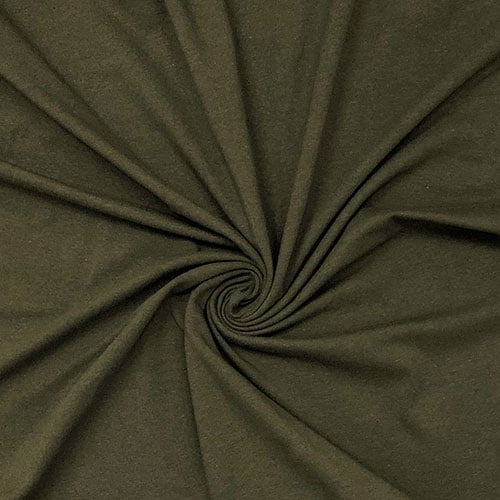 Dark Olive Green Solid Cotton Spandex Knit Fabric - By The Yard