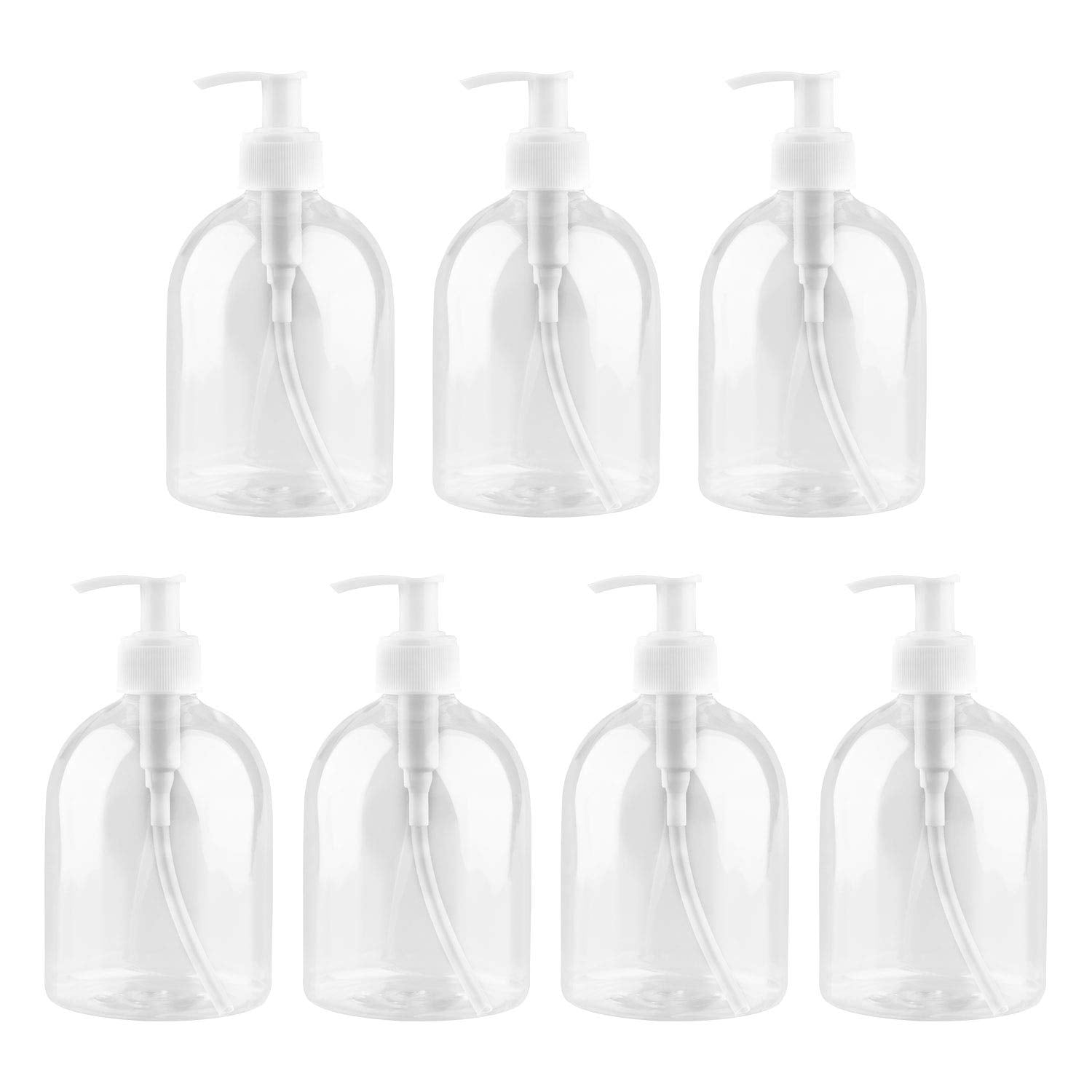 5 PACK,White Plastic Pump Bottle 16oz，Woaiwo-q Soap Dispenser Empty Shampoo Dispenser Bottles for Cleaning Solutions,Hair,Oils, 