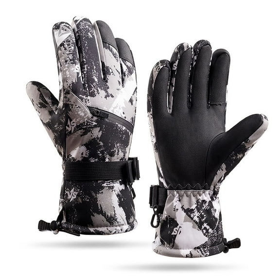 Ski Gloves, Warmest Waterproof and Breathable Snow Gloves for Cold Weather, Fits Both Men & Women,for Parent Child Kids Outdoor- Camouflage gray L