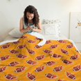 thumbnail image 3 of Football Fire Orange Pattern Soft Sherpa Fleece Throw Blanket, Warm Cozy Plush Blanket for Sofa Bed Couch, All Season, 50"x60", 3 of 5