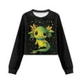 thumbnail image 4 of COEQINE Girls Crop Top Sweatshirt Long Sleeve Crewneck Fall Winter Pullover Cute Casual Loose Fit Streetwear Clothes for Teen Kids Age 5-6, Axolotl Green, 4 of 7