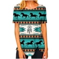 thumbnail image 1 of Blusa de manga corta con estampado de cuello redondo informal para mujer a la moda, Tops de verano OAVQHLG3B Store lin121212, 1 of 4