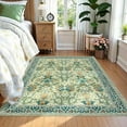 thumbnail image 5 of Washable Rug for Living Room, 9x12 Large Area Rug for Dining Room Under Table, Bedroom, Floral Soft Low Pile Non Slip Stain Resistant Carpet for Nursery, Playroom, Office, Green, 5 of 7