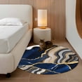 thumbnail image 3 of Blue Marble Round Rug 3ft Washable Circle Entryway Rugs Non Slip Grey Gold Texture Vintage Farmhouse Art Area Rug Indoor Floor Carpet for Bedroom Kitchen Living Room Home Office Dining Room Nursery, 3 of 8