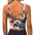 thumbnail image 3 of Vsdgher Playful Cat Print Women Sleeveless Athletic Tank Top Built-in Bra Camisole Sports Vest for Yoga Running Fitness Exercise with Removable Pads, 3 of 8