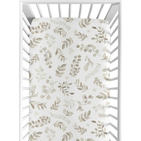 UPC: 0846480085508 | Boho Botanical Leaf Linen Fitted Crib Sheet by Sweet Jojo Designs